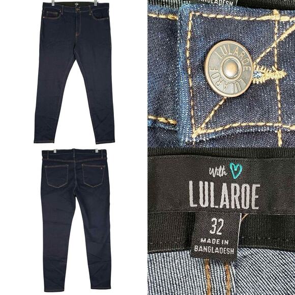 Lularoe Jeans Skinny Womens Size 32 Blue High Rise Stretch Denim 5-Pocket - Picture 1 of 8